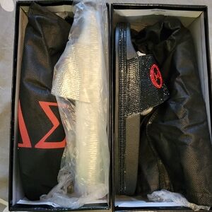 Silvwr bling Delta Sigma Theta (DST) slides - BLK SOLD!